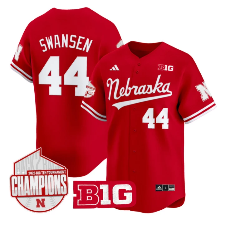 Gabe Swansen Jersey #44 Nebraska Huskers Back 2 Back Champions Patch Vapor Limited Stitched Scarlet by My Store