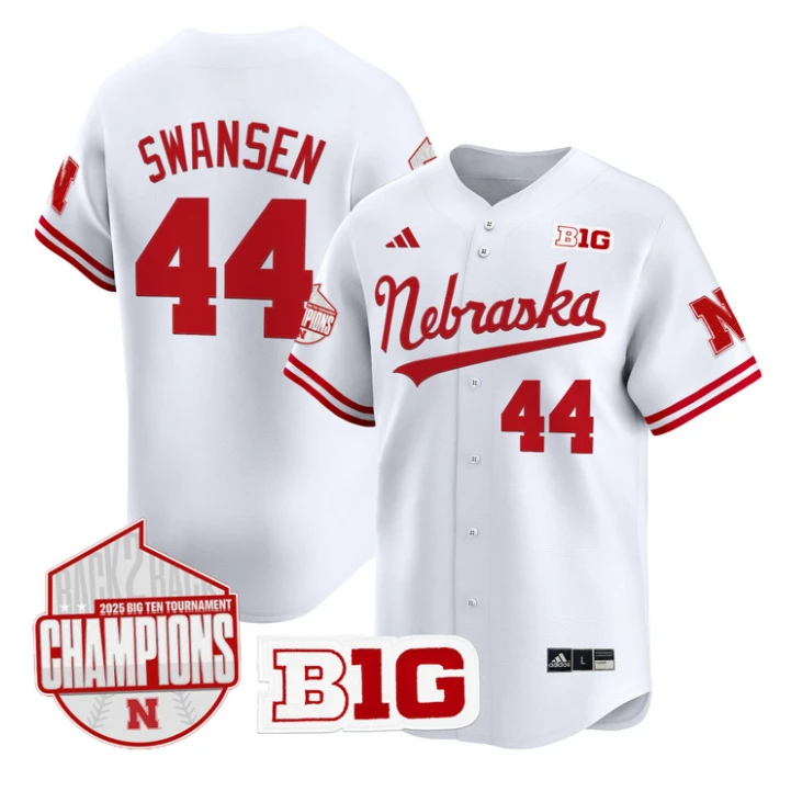 Gabe Swansen Jersey #44 Nebraska Huskers Back 2 Back Champions Patch Vapor Limited Stitched White by My Store