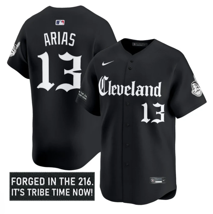 Gabriel Arias Jersey #13 Cleveland Indians Gothic Iron Edition Stitched Black by My Store