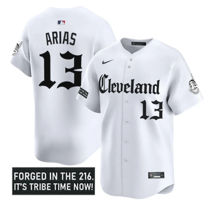 Gabriel Arias Jersey #13 Cleveland Indians Gothic Iron Edition Stitched White by My Store