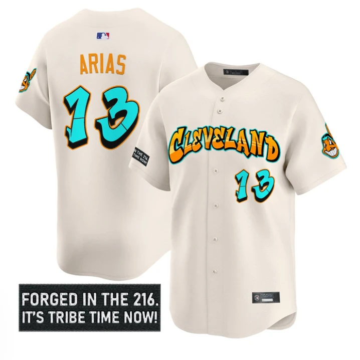 Gabriel Arias Jersey #13 Cleveland Indians Graffiti 216 Ink Edition Cream by My Store
