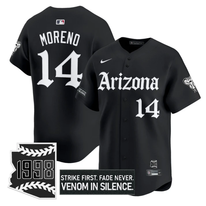 Gabriel Moreno Jersey #14 Arizona Diamondbacks Gothic Desert Fang Edition Black by My Store
