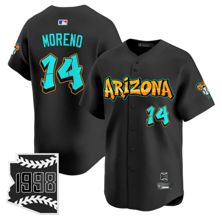 Gabriel Moreno Jersey #14 Arizona Diamondbacks Graffiti Desert Ink Edition Black by My Store