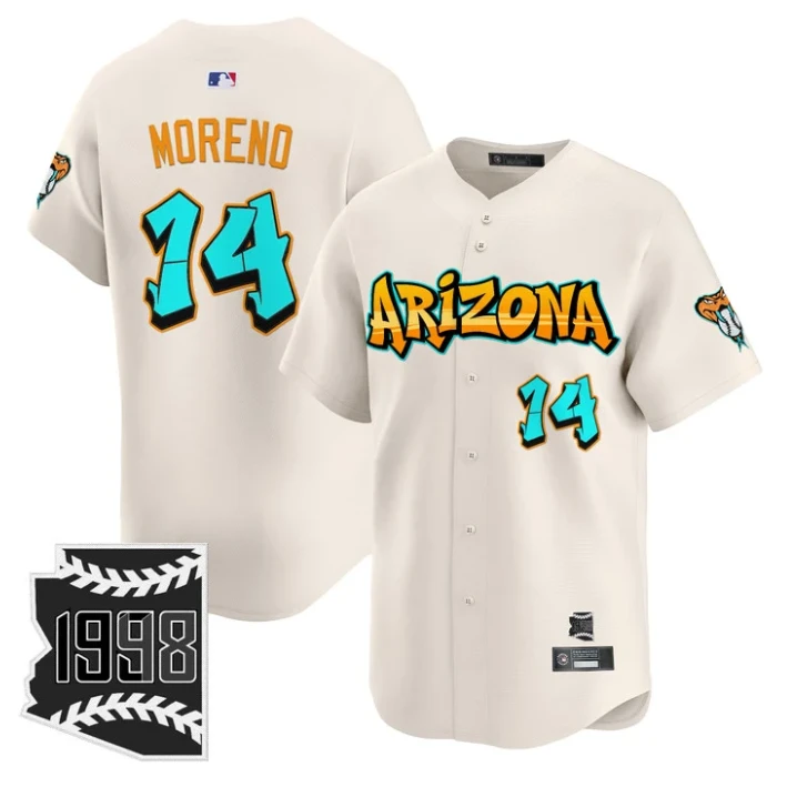 Gabriel Moreno Jersey #14 Arizona Diamondbacks Graffiti Desert Ink Edition Cream by My Store