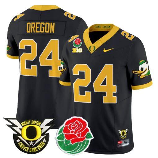 Oregon Jersey #24 Oregon Ducks 2025 Rose Bowl Game Patch Vapor Black by My Store