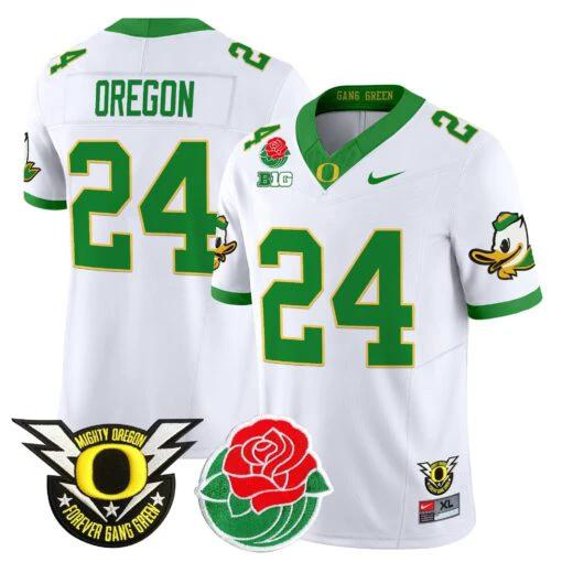 Oregon Jersey #24 Oregon Ducks 2025 Rose Bowl Game Patch Vapor White by My Store