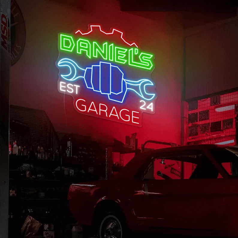 Garage Neon Sign Personalized Garage Sign for Men by Neonchics