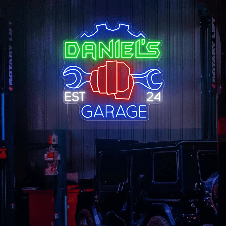 Garage Neon Sign Personalized Garage Sign for Men by Neonchics