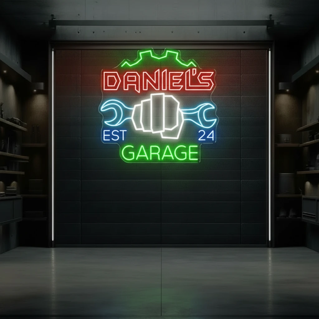 Garage Neon Sign Personalized Garage Sign for Men by Neonchics