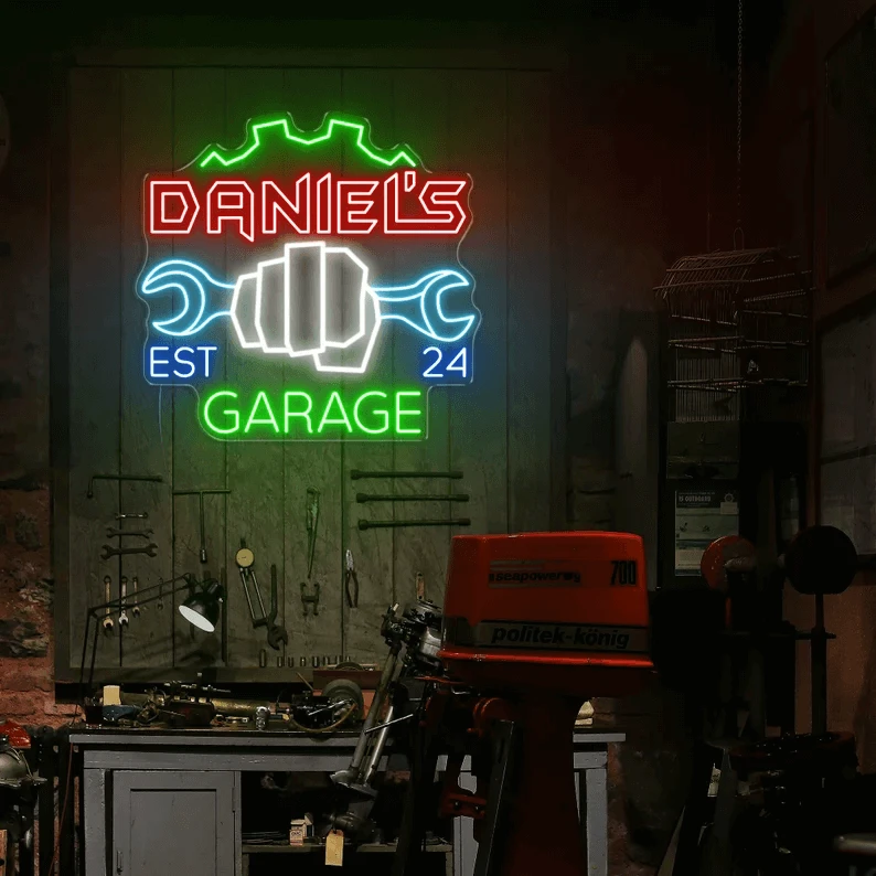 Garage Neon Sign Personalized Garage Sign for Men by Neonchics