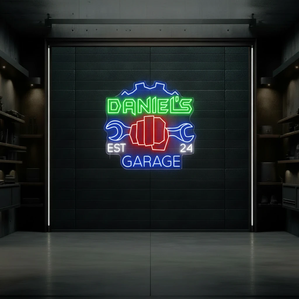 Garage Neon Sign Personalized Garage Sign for Men by Neonchics