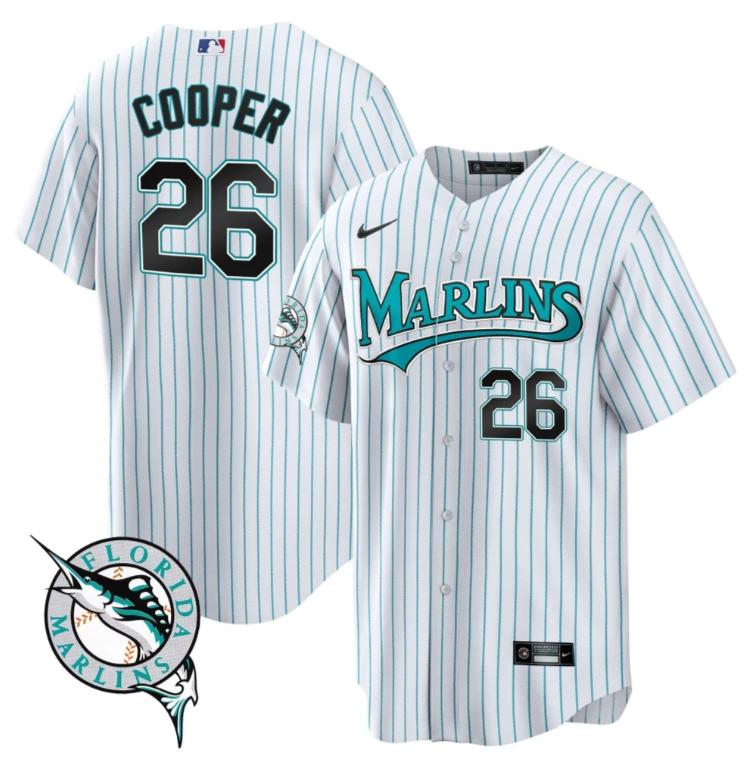 Garrett Cooper Jersey #26 Miami Marlins Throwback Cool Base All Stitched by My Store