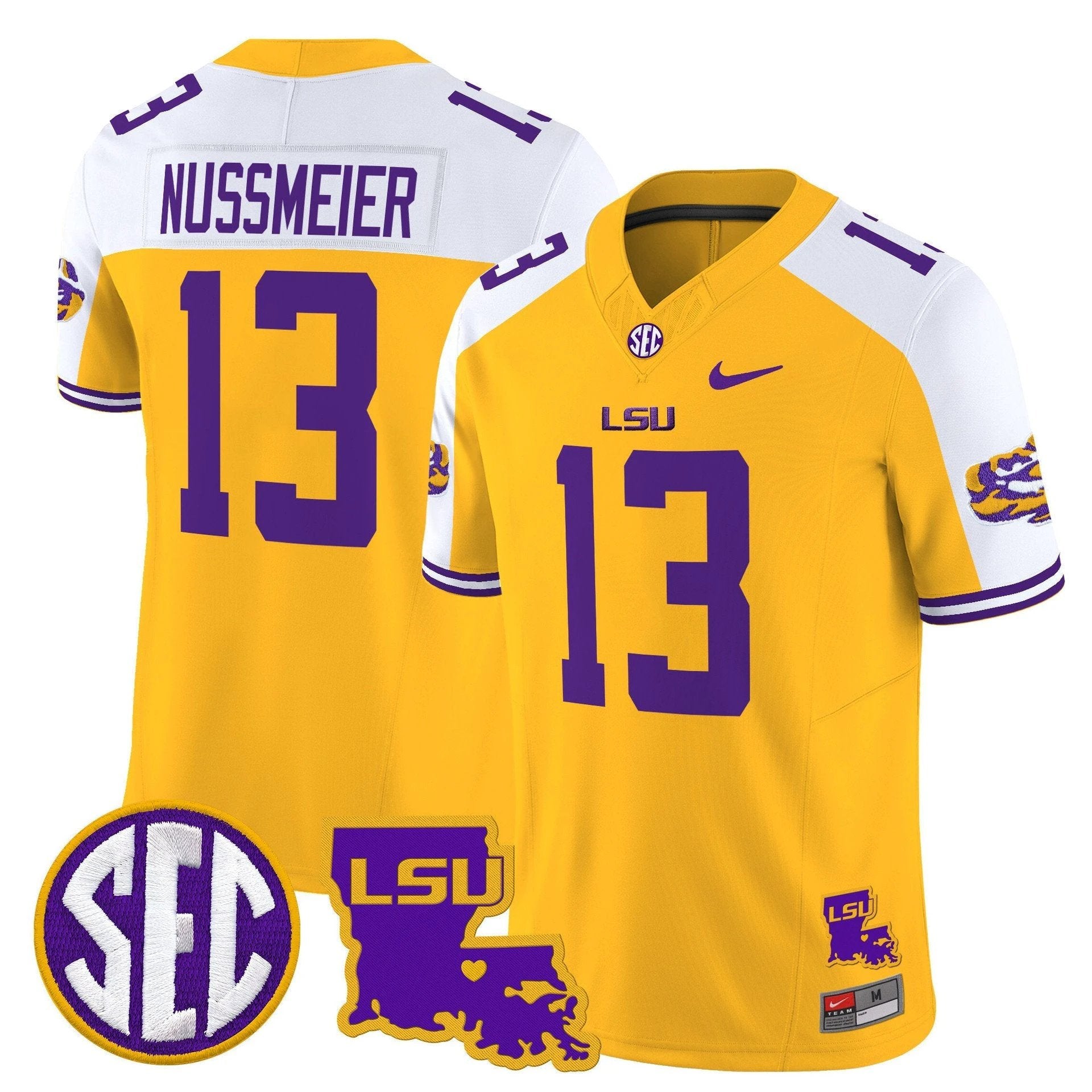 Garrett Nussmeier Jersey #13 LSU Tigers 2025 Louisiana Patch Stitched Gold Alter by My Store