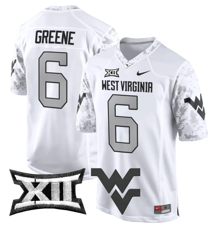 Garrett Greene Jersey #6 West Virginia Mountaineers Game Football White by My Store