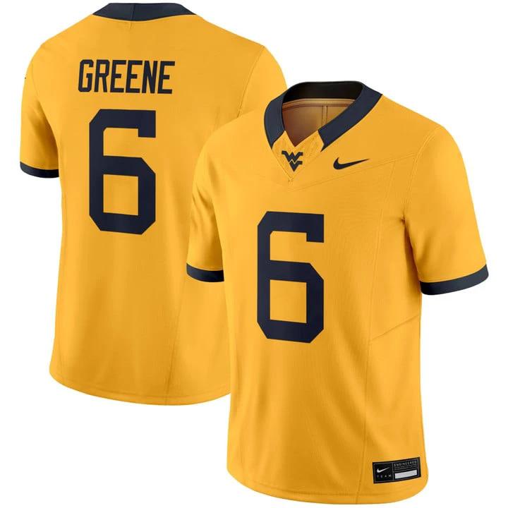 Garrett Greene Jersey #6 West Virginia Mountaineers 2025 Vapor Stitched by My Store NCAA Football Jerseys