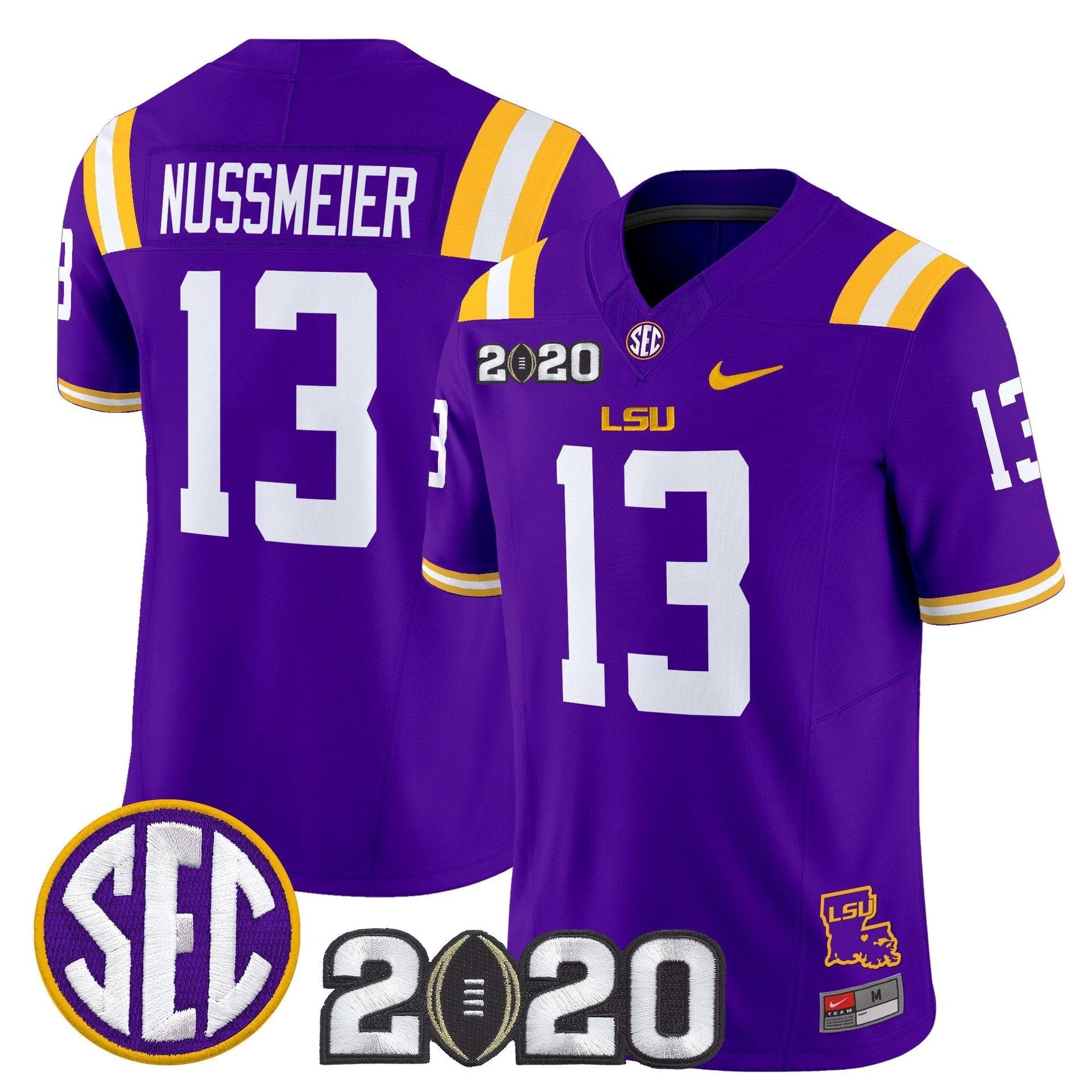 Garrett Nussmeier Jersey #13 LSU Tigers 2020 National Champions by My Store NCAA Football Jerseys