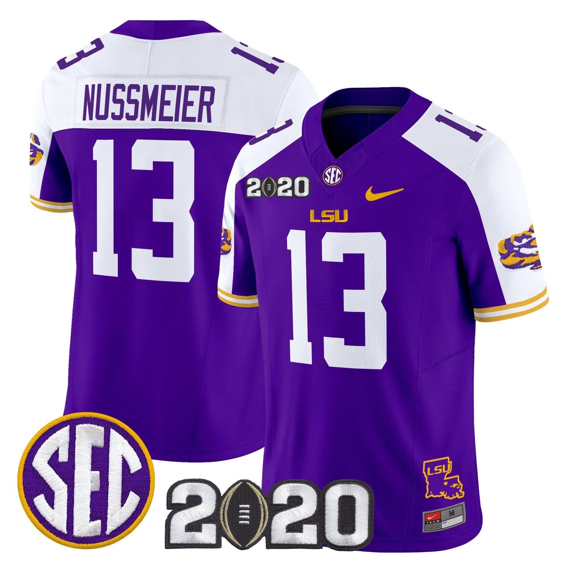 Garrett Nussmeier Jersey #13 LSU Tigers 2020 National Champions by My Store NCAA Football Jerseys