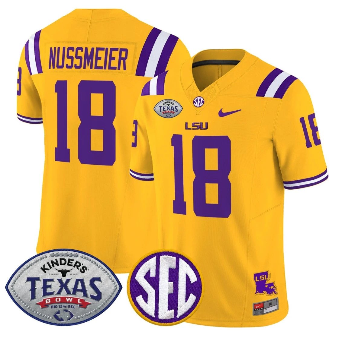 Garrett Nussmeier Jersey #18 LSU Tigers 2025 Texas Bowl Vapor Stitched by My Store NCAA Football Jerseys