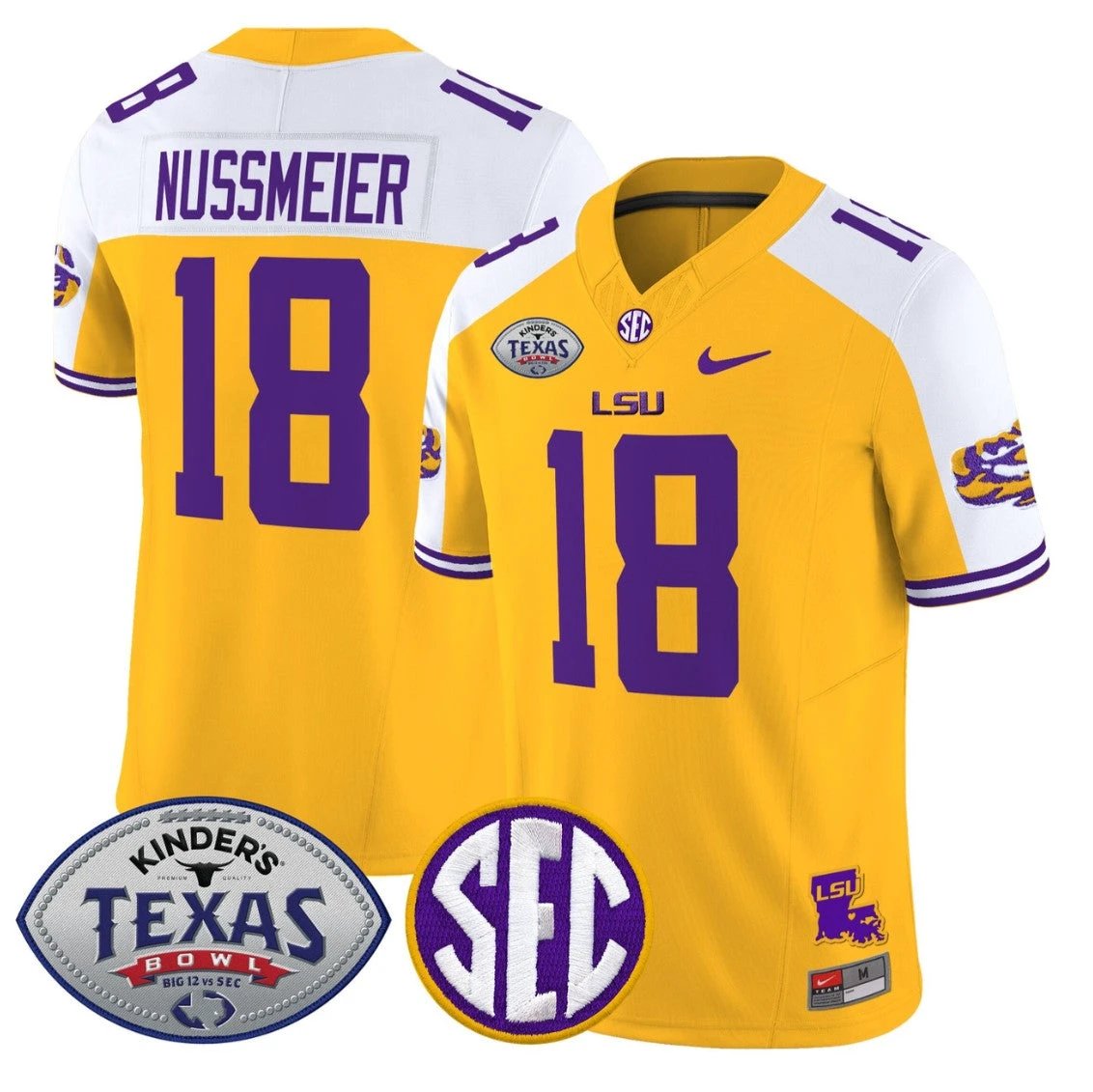 Garrett Nussmeier Jersey #18 LSU Tigers 2025 Texas Bowl Vapor Stitched by My Store NCAA Football Jerseys