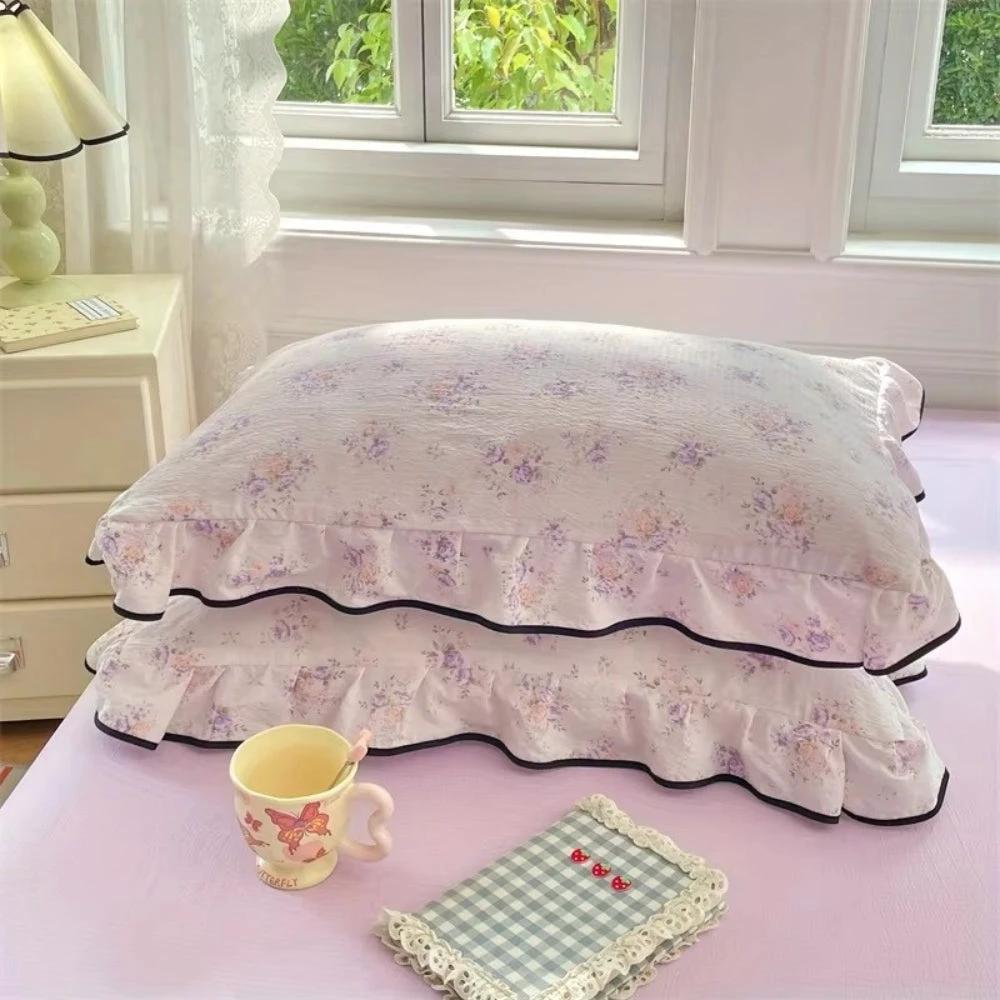 Gauze Floral Ruffled Lace Pillowcases by Casa & Beyond
