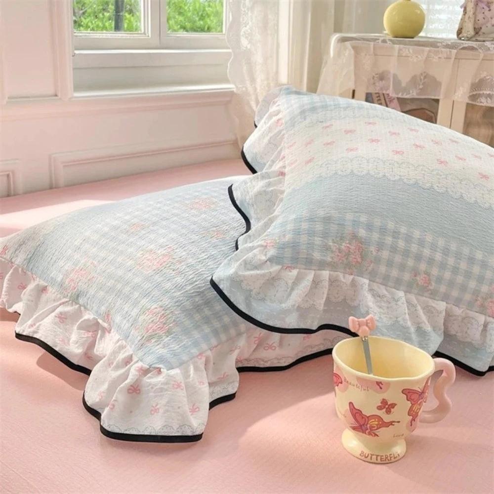 Gauze Floral Ruffled Lace Pillowcases by Casa & Beyond