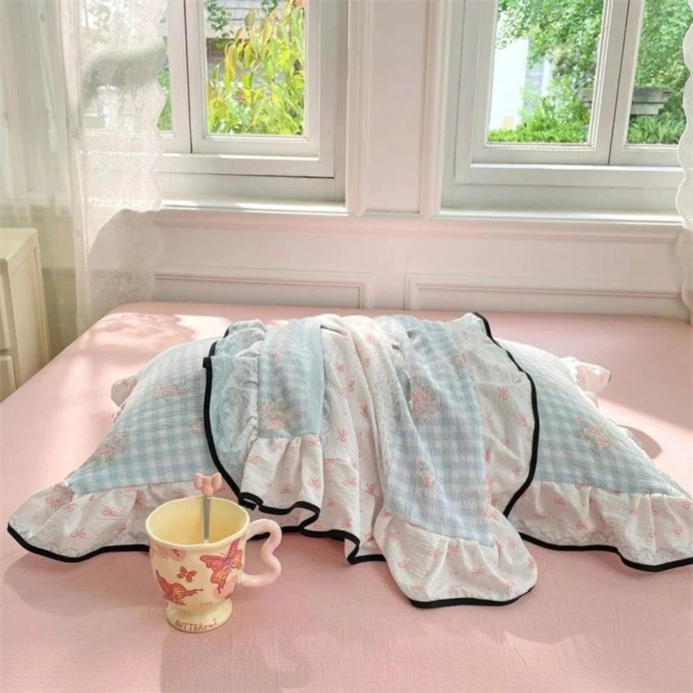 Gauze Floral Ruffled Lace Pillowcases by Casa & Beyond