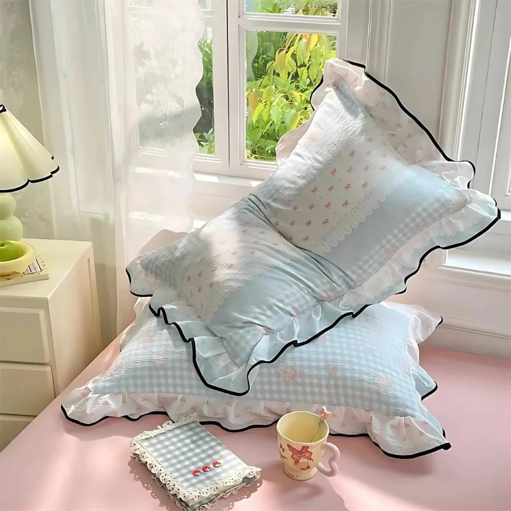 Gauze Floral Ruffled Lace Pillowcases by Casa & Beyond