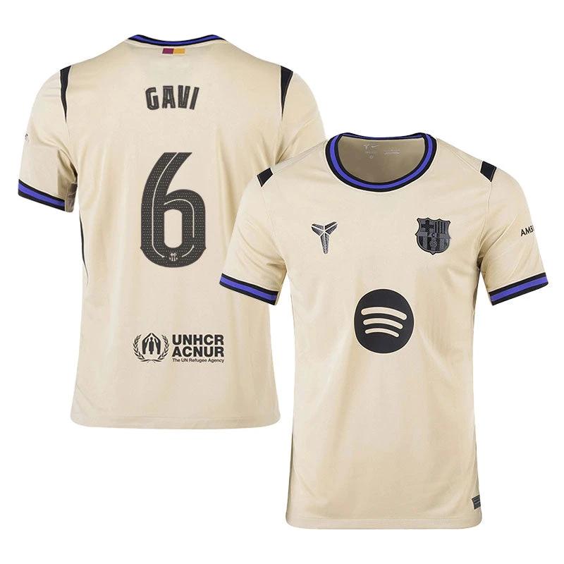 Gavi #6 Barcelona 2025-26 Away Jersey – Cream by Soccer Jersey