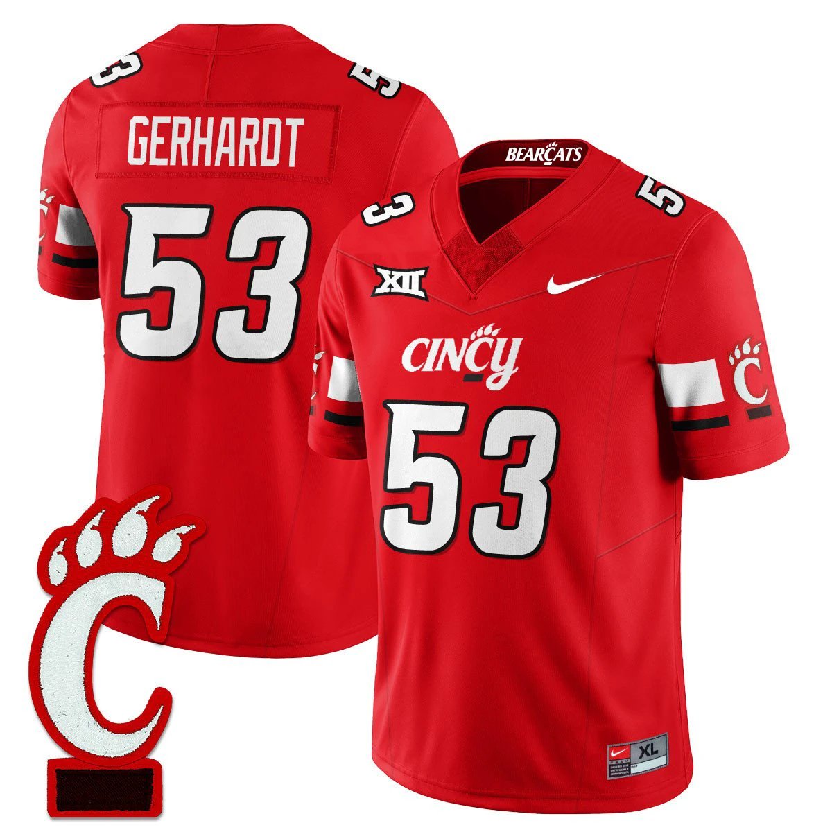 Gavin Gerhardt Jersey #53 Cincinnati Bearcats Football 2025 Stitched Red by NCAA Football Jersey
