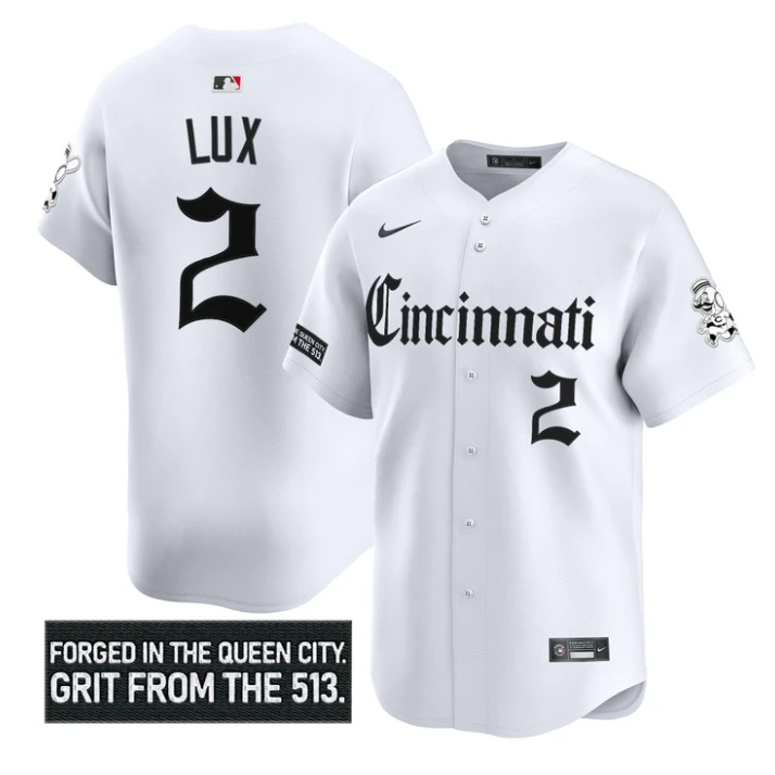 Gavin Lux Jersey #2 Cincinnati Reds Gothic Queen City Edition Stitched White by My Store