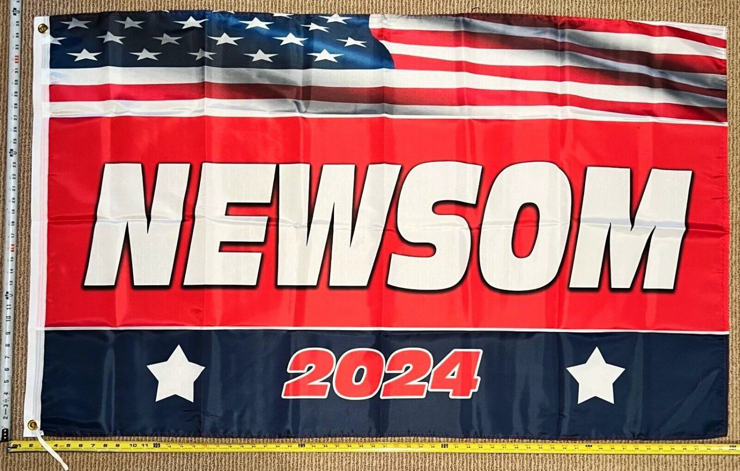 Gavin Newsom Flag Red 2024 Democracy Democrat Equality USA Sign 3x5' by flagsjustdoit