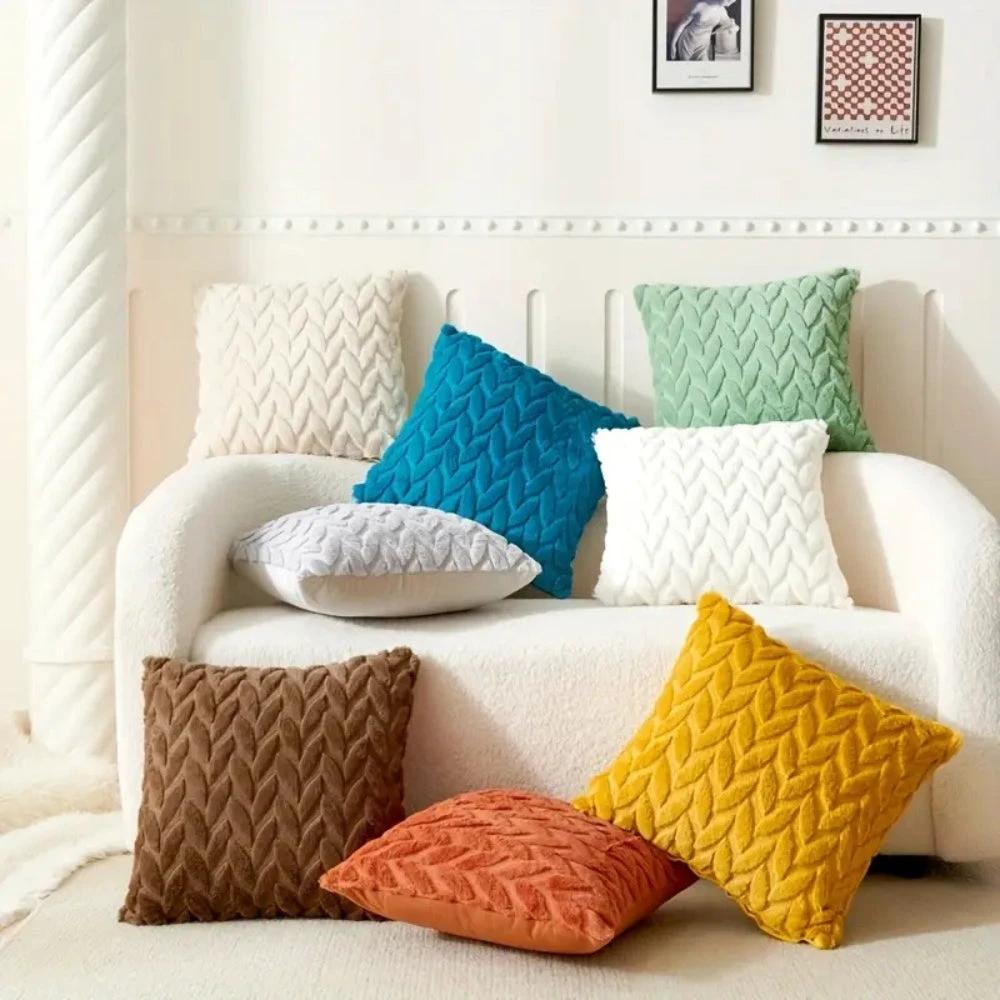 Geo Leaves Embroidered Cushion Cover by Casa & Beyond