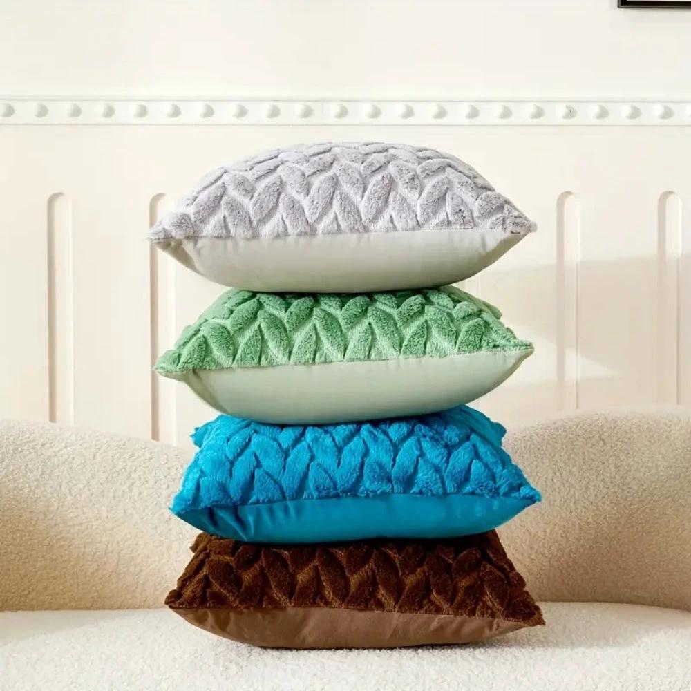 Geo Leaves Embroidered Cushion Cover by Casa & Beyond