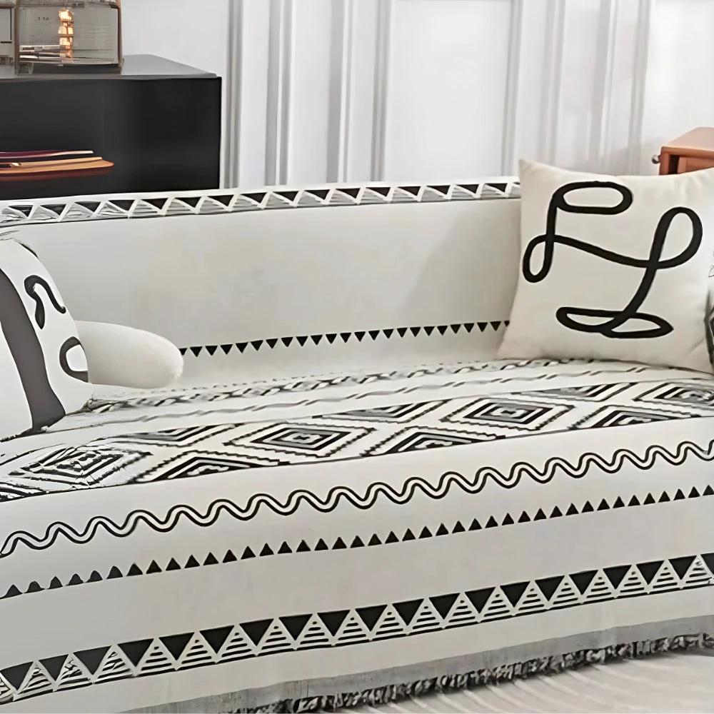 Geometric Boho Sofa Cover Throw by Casa & Beyond