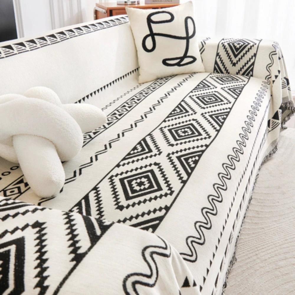 Geometric Boho Sofa Cover Throw by Casa & Beyond
