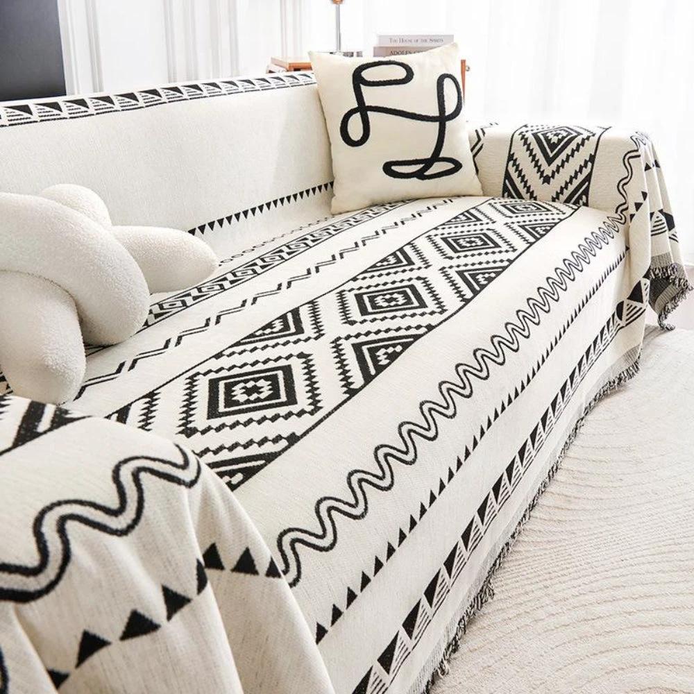 Geometric Boho Sofa Cover Throw by Casa & Beyond