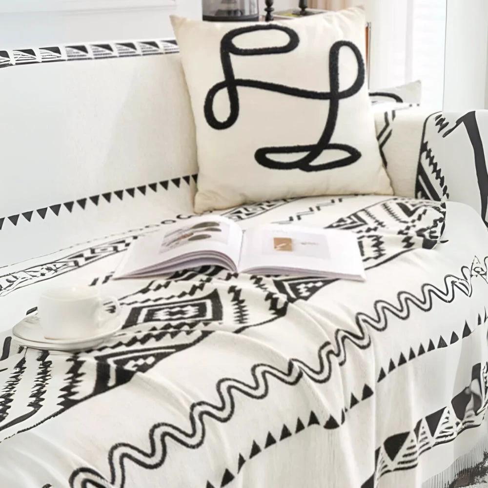 Geometric Boho Sofa Cover Throw by Casa & Beyond