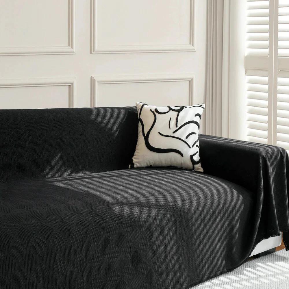 Diamond Grid Chenille Sofa Cover by Casa & Beyond