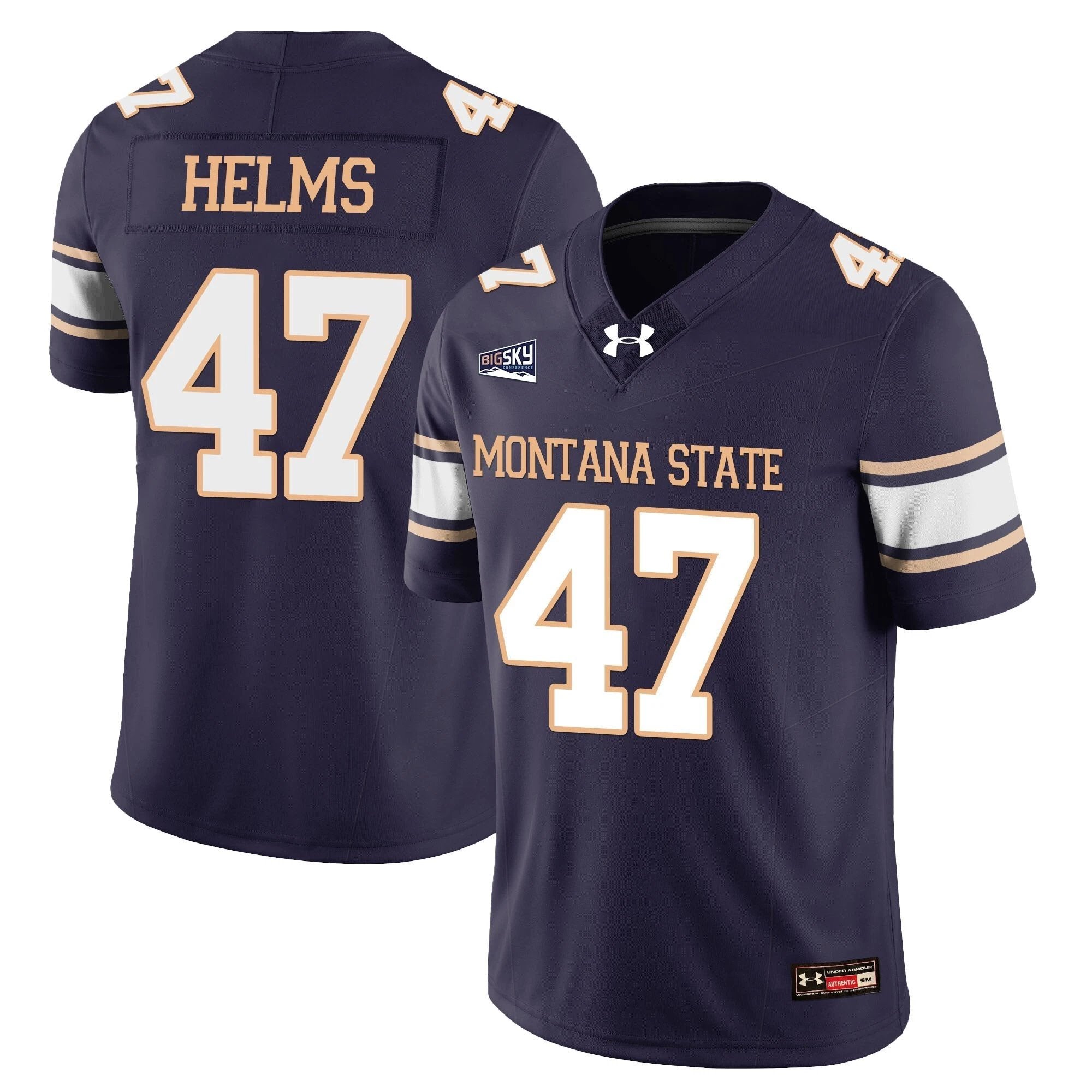 George Helms Jersey #47 Montana State Bobcat Football 2025 Stitched Navy by NCAA Football Jersey