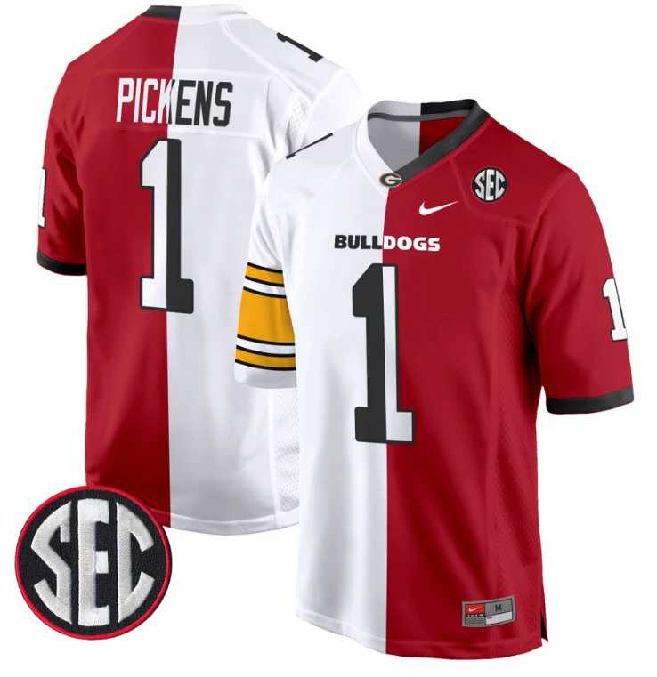 George Pickens Jersey #1 Georgia Bulldogs Split Football Game All Stitched by My Store