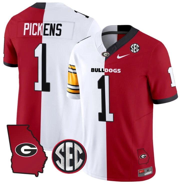 George Pickens Jersey #1 Georgia Bulldogs Split Vapor Football Stitched by NCAA Football Jersey