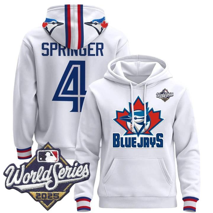 George Springer Hoodie #4 Toronto Blue Jays 2025 World Series Pullover Stitched by Hoodie Pullover