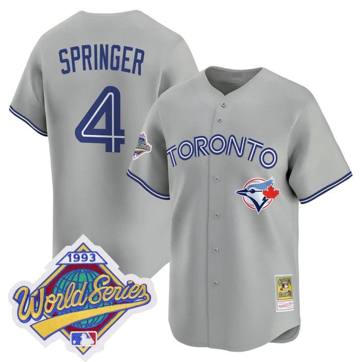 George Springer Jersey #4 Toronto Blue Jays 1993 World Series Throwback by My Store