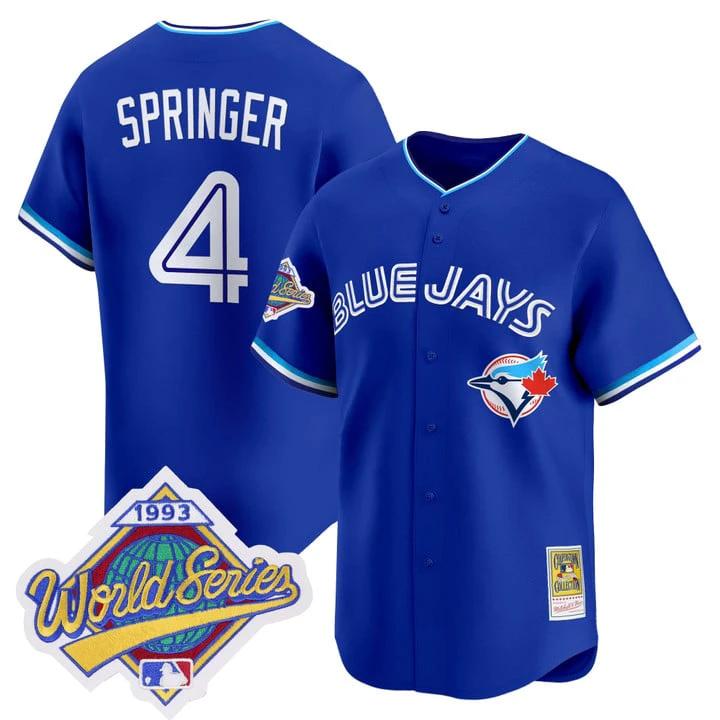 George Springer Jersey #4 Toronto Blue Jays 1993 World Series Throwback by My Store