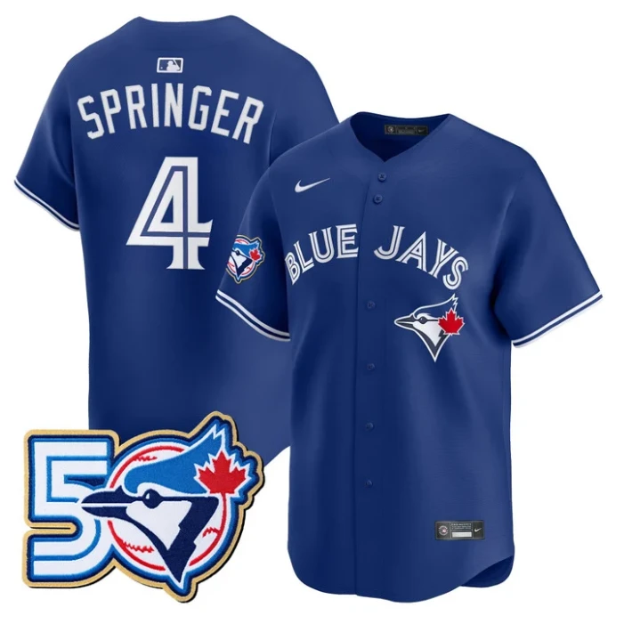 George Springer Jersey #4 Toronto Blue Jays 50 Seasons Patch Stitched by My Store