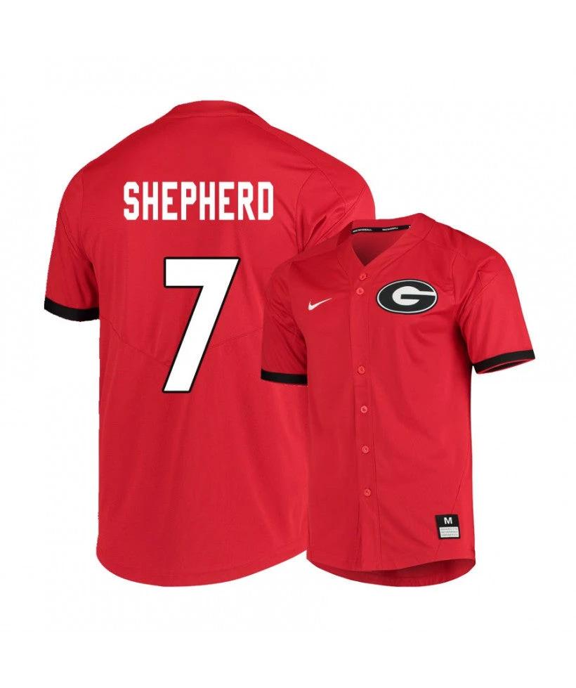 Georgia Bulldogs 7 Cam Shepherd Red Elite College Baseball Jersey by My Store
