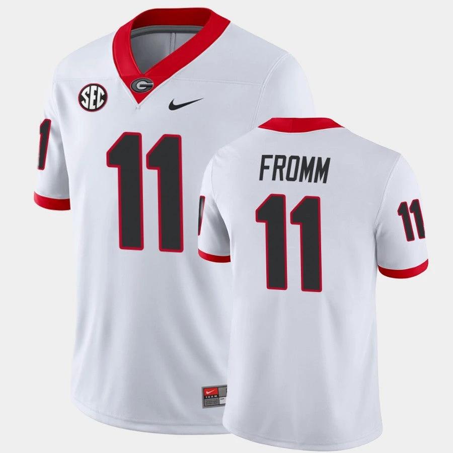 Georgia Bulldogs #11 Jake Fromm White College Football Away Game Jersey by My Store