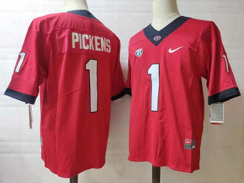 Georgia Bulldogs #1 George Pickens NCAA Football Jersey Red by My Store
