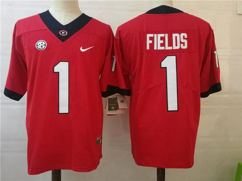 Georgia Bulldogs #1 Justin Fields College Football Jersey Red by My Store