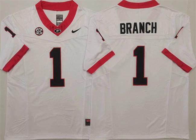 Georgia Bulldogs #1 Zachariah Branch White 2025 F.U.S.E. Stitched Jersey by My Store NCAA Football Jerseys